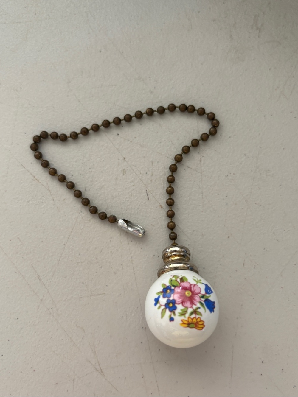 Porcelain Floral light pull chain vintage